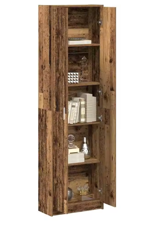 Vintage Houten Kast met Planken – Vrijstaand & Duurzaam 55×25×189 cm
