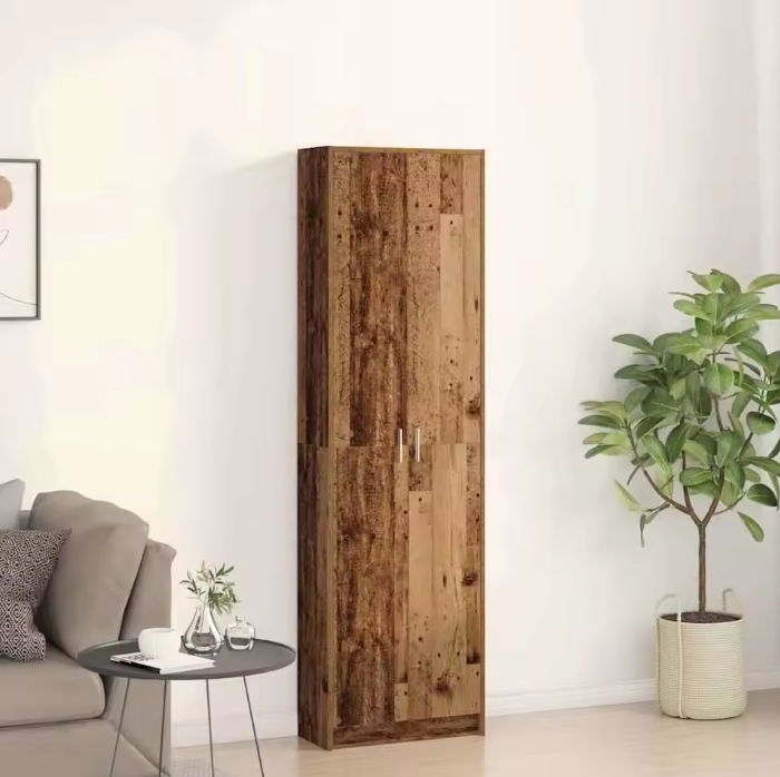 Vintage Houten Kast met Planken – Vrijstaand & Duurzaam 55×25×189 cm