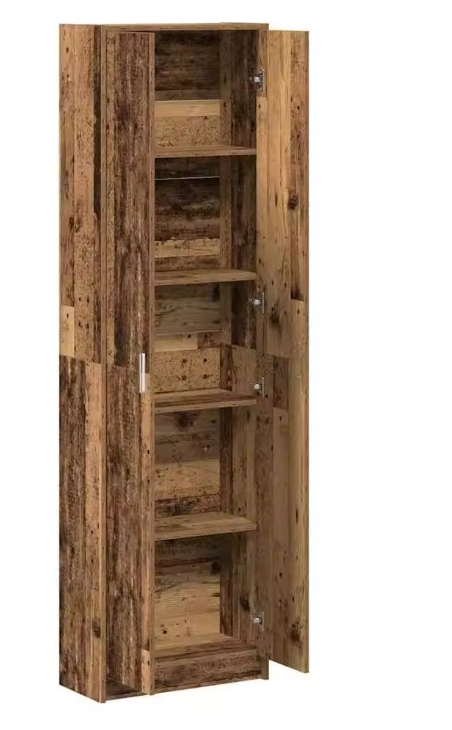 Vintage Houten Kast met Planken – Vrijstaand & Duurzaam 55×25×189 cm