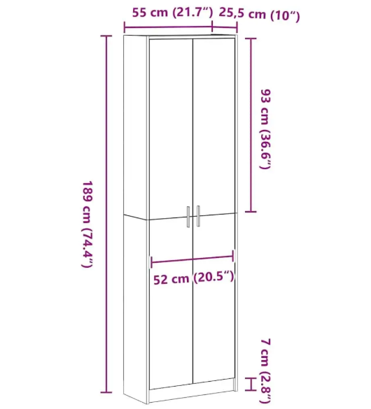 Vintage Houten Kast met Planken – Vrijstaand & Duurzaam 55×25×189 cm
