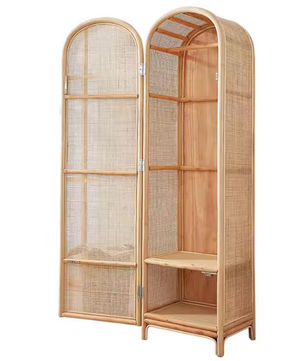 Japans Rotan Kast met Deur – Natuurlijke Houten Opbergkast