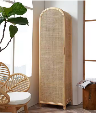 Japans Rotan Kast met Deur – Natuurlijke Houten Opbergkast