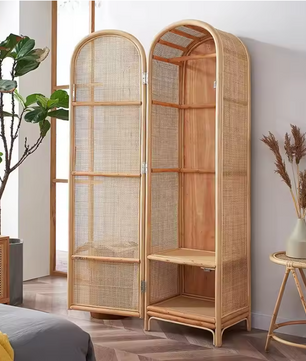 Japans Rotan Kast met Deur – Natuurlijke Houten Opbergkast
