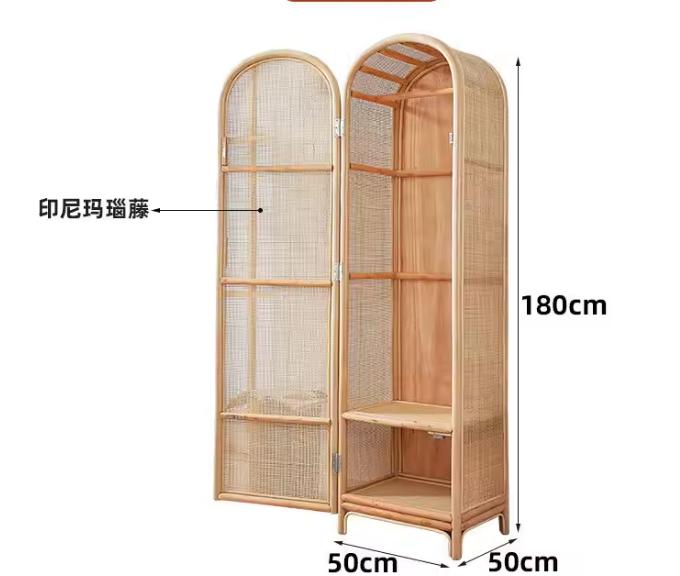 Japans Rotan Kast met Deur – Natuurlijke Houten Opbergkast