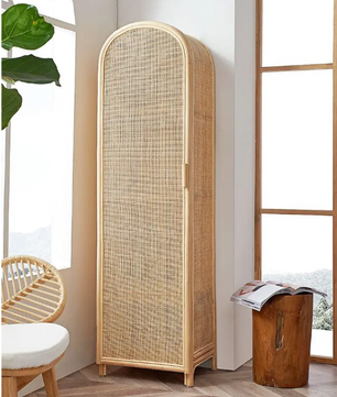 Japans Rotan Kast met Deur – Natuurlijke Houten Opbergkast