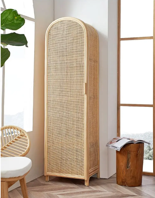 Japans Rotan Kast met Deur – Natuurlijke Houten Opbergkast