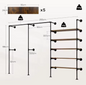 Industrieel Wandrek Kledingkast – Open Wardrobe met Planken & Kledingroede