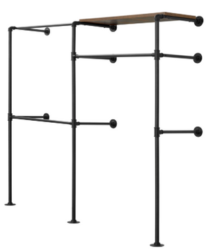 Industrieel Wandrek Kledingkast – Open Wardrobe met Planken & Kledingroede