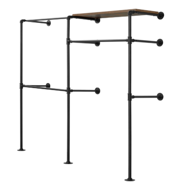 Industrieel Wandrek Kledingkast – Open Wardrobe met Planken & Kledingroede