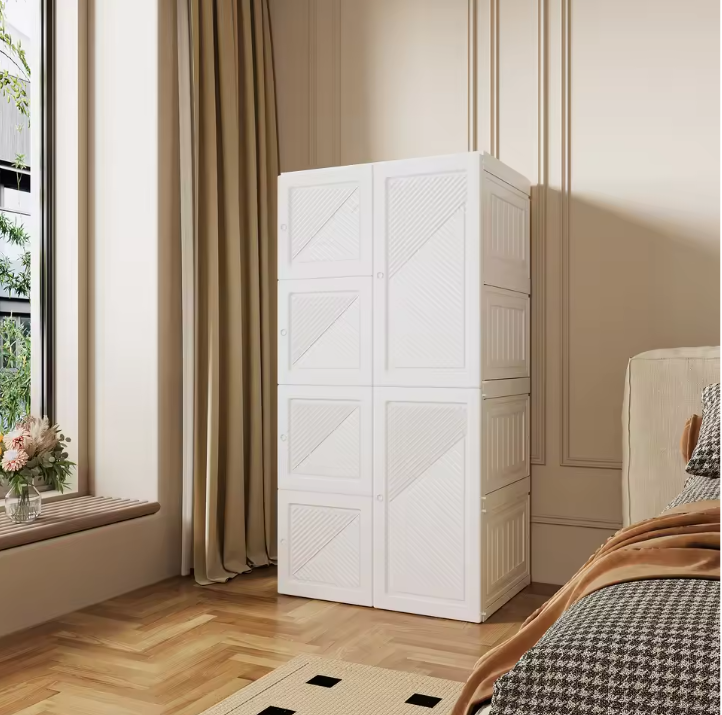 Draagbare Kunststof Opbergkast – Kledingkast met Deur & Vakken 71×52×31 cm