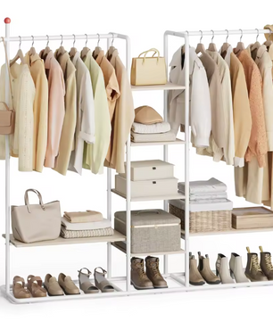 Open Kledingrek met Planken – Industriële Kledingkast 163×34×175 cm