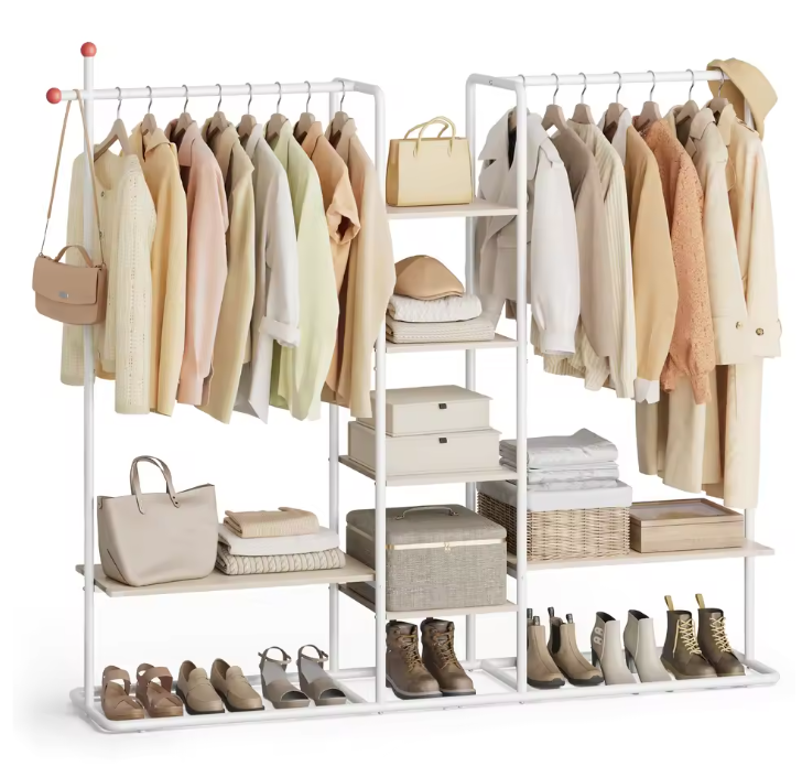 Open Kledingrek met Planken – Industriële Kledingkast 163×34×175 cm