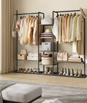 Open Kledingrek met Planken – Industriële Kledingkast 163×34×175 cm