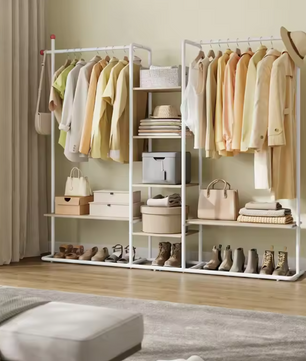 Open Kledingrek met Planken – Industriële Kledingkast 163×34×175 cm