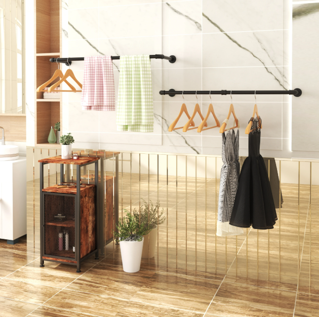 Wandgemonteerde Kledingroede – Industrieel Kledingrek Metaal 79/100×26 cm