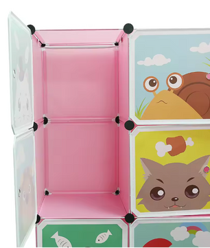 Kinderkast met Deuren & Hangers – Uitbreidbare Boekenkast 111×37×147 cm