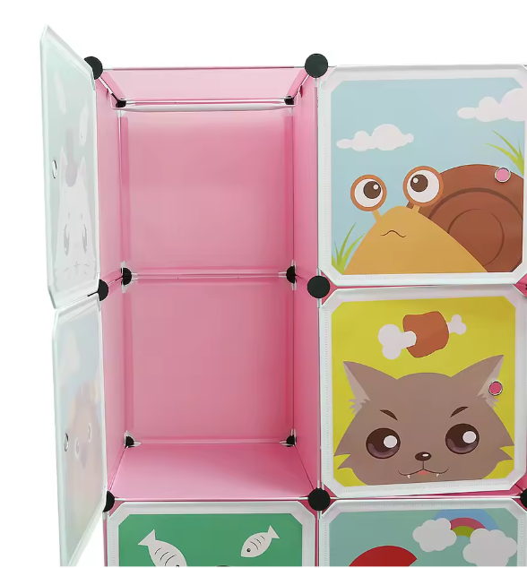Kinderkast met Deuren & Hangers – Uitbreidbare Boekenkast 111×37×147 cm