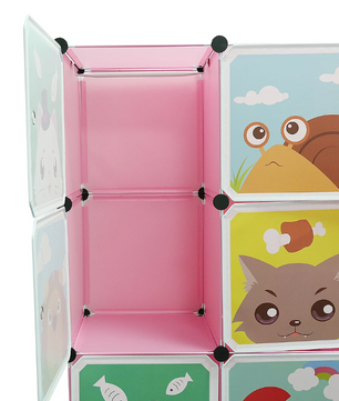 Kinderkast met Deuren & Hangers – Uitbreidbare Boekenkast 111×37×147 cm