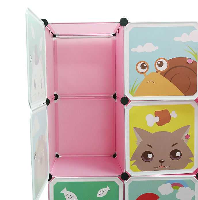 Kinderkast met Deuren & Hangers – Uitbreidbare Boekenkast 111×37×147 cm