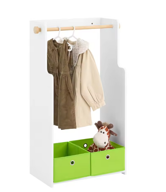 Kinderkast met Kapstok & Lades – MDF en Bamboe 60×110×35 cm