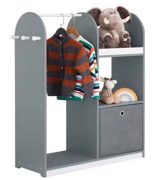Kinderkast met Kapstok, Lades & Haken – MDF en Stof 97×108×35 cm