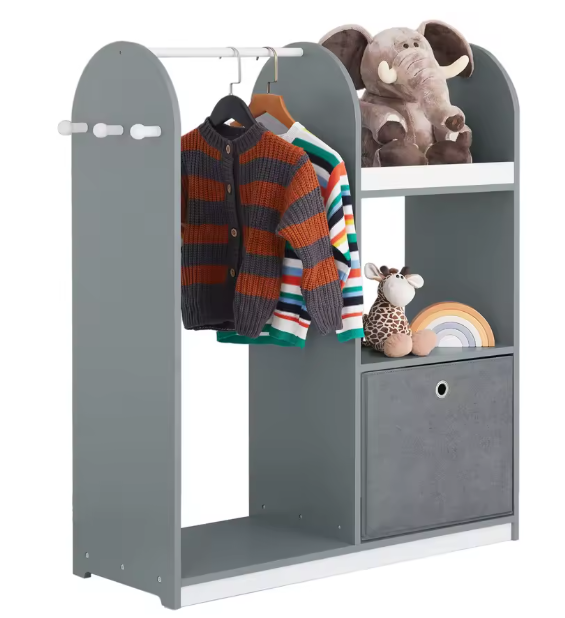 Kinderkast met Kapstok, Lades & Haken – MDF en Stof 97×108×35 cm