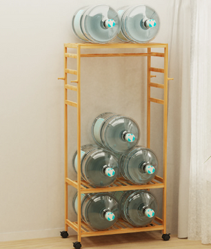 Bamboe Kledingrek met Wielen – Open Garderobe met Kapstok & Schoenenrek 78×37×169 cm