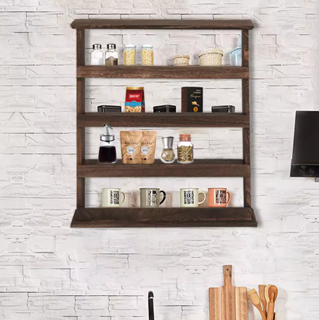 Houten Kruidenrek – Wandrek of Tafelmodel met 4 Lagen, 53×10×60 cm