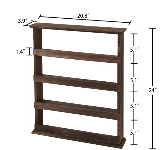 Houten Kruidenrek – Wandrek of Tafelmodel met 4 Lagen, 53×10×60 cm