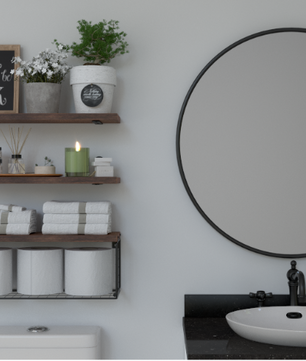 Rustieke Houten Wandplanken met Draadmand – Zwevend Badkamerrek voor Toilet, Keuken of Woonkamer