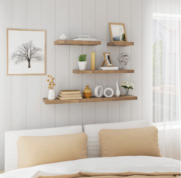 Zwevende Wandplank – Houten Wandplank voor Boeken, Foto’s & Decoratie
