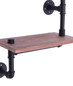 Industriële Wandplank met 3 Lagen – Massief Hout & Metalen Pijpen