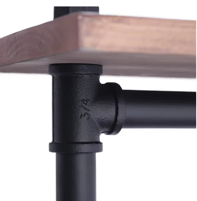 Industriële Wandplank met 3 Lagen – Massief Hout & Metalen Pijpen