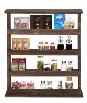 4-Laags Houten Kruidenrek – Wandrek & Tafel Organizer voor Keuken