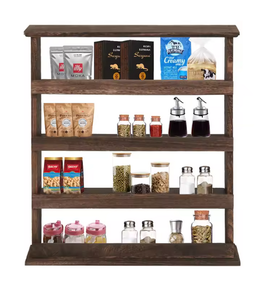4-Laags Houten Kruidenrek – Wandrek & Tafel Organizer voor Keuken