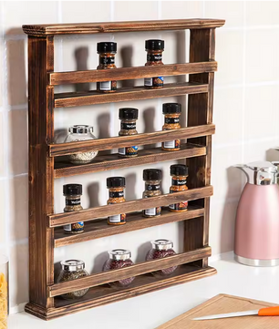 4-Laags Houten Kruidenrek – Wandrek & Tafel Organizer voor Keuken