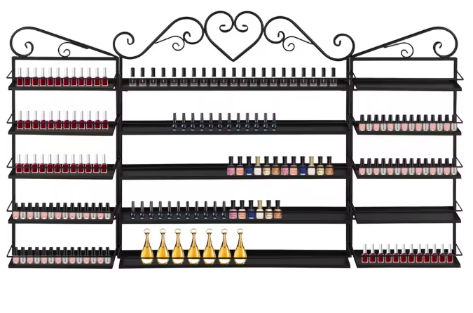 Wandrek met 5 Lagen – Metalen Opbergrek voor Nagellak & Cosmetica