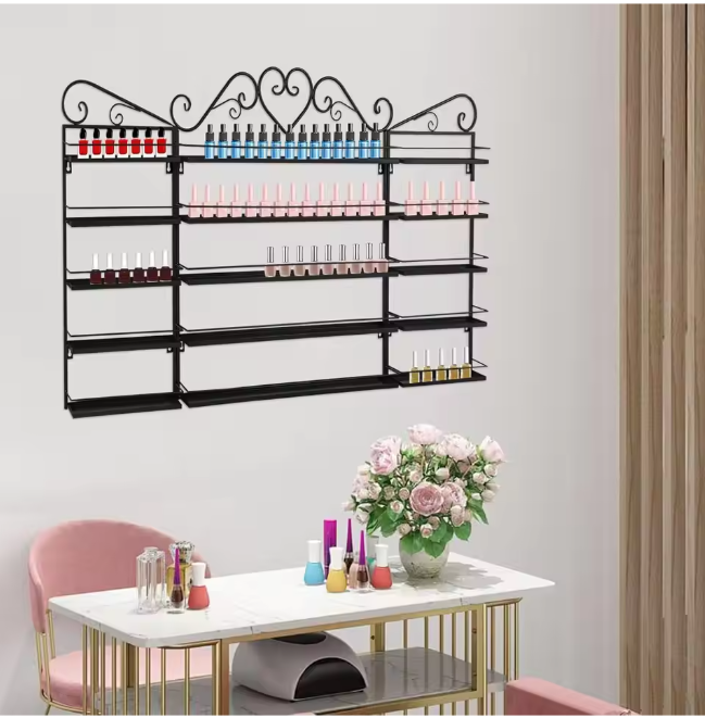 Wandrek met 5 Lagen – Metalen Opbergrek voor Nagellak & Cosmetica
