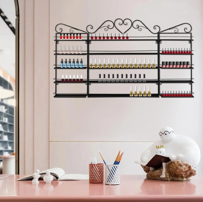 Wandrek met 5 Lagen – Metalen Opbergrek voor Nagellak & Cosmetica