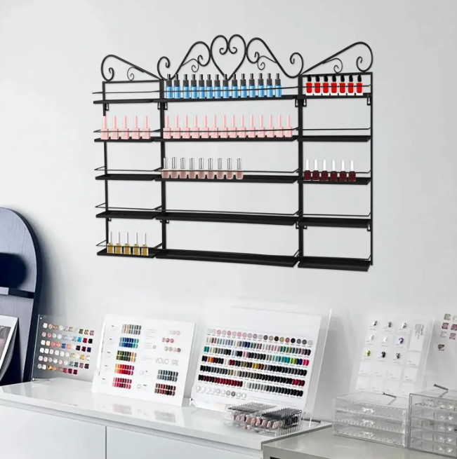 Wandrek met 5 Lagen – Metalen Opbergrek voor Nagellak & Cosmetica