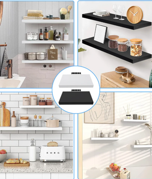 Zwevende Wandplank – Houten & Metalen Boekenrek voor Foto’s, CD’s & Decoratie