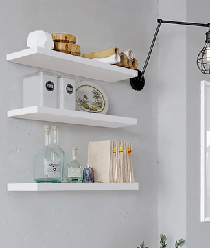 Zwevende Wandplank – Houten & Metalen Boekenrek voor Foto’s, CD’s & Decoratie