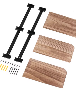 Industriële Hoek Wandplank – Houten & Metalen Wandrek, 3-Lagen Organizer