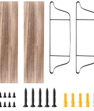 Industriële Wandplank 2-Laags – Houten & Metalen Zwevend Rek