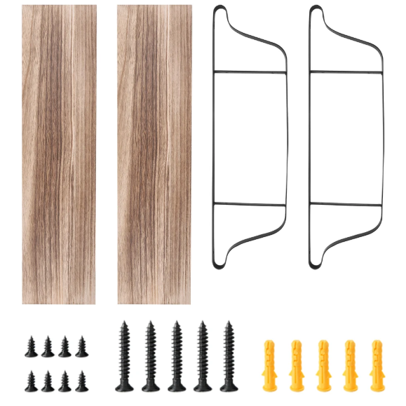Industriële Wandplank 2-Laags – Houten & Metalen Zwevend Rek
