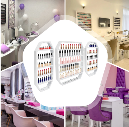 Wandrek Nagellak Display – 3-Delige Set, Octagonaal Design