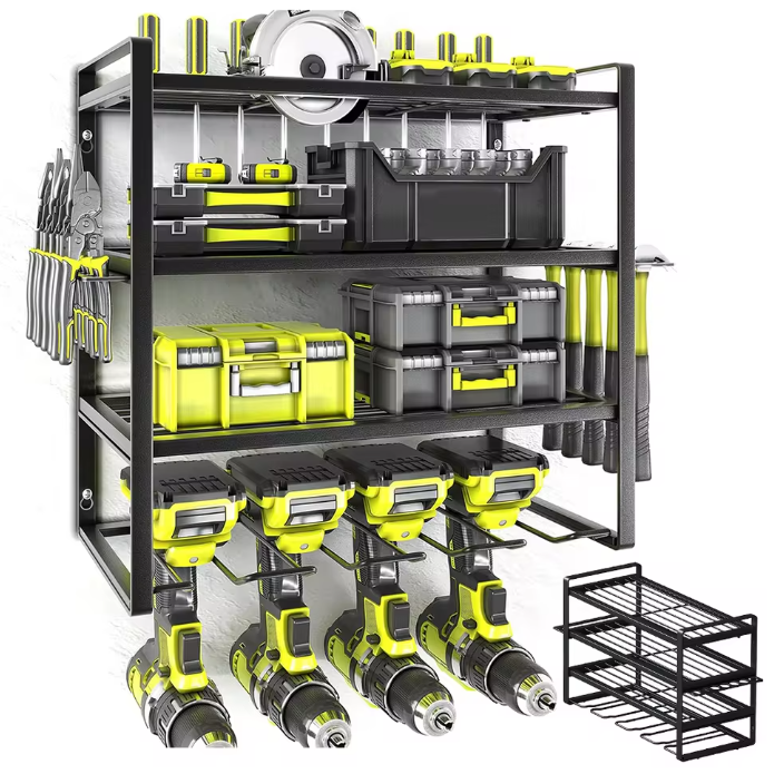 4-Laags Gereedschapsrek – Wandrek & Organizer met Boormachinehouder