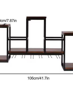 Wandrek Wijnrek – Hout & Metaal, Industrieel Design 106×20×55 cm