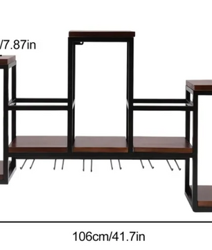 Wandrek Wijnrek – Hout & Metaal, Industrieel Design 106×20×55 cm