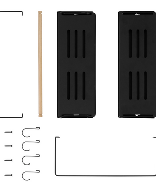 Set van 2 Wandplanken – Met Haken & Handdoekhouder, Metaal & Hout